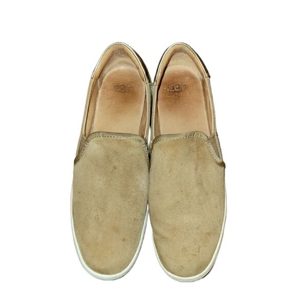 UGG Cas Slip-On Suede Leather Loafers Tan Gold Metallic 8 - Picture 9 of 12